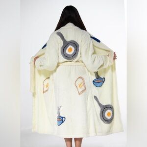 RARE Canyon Group "Breakfast is Served" Chenille Robe - Size S - The Nanny Core